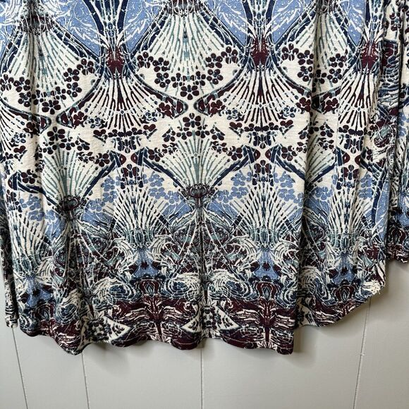 Free People Size Large Nouveau Blouse Blue Boho Top Keyhole Back Lace Faux Wrap - Picture 11 of 16